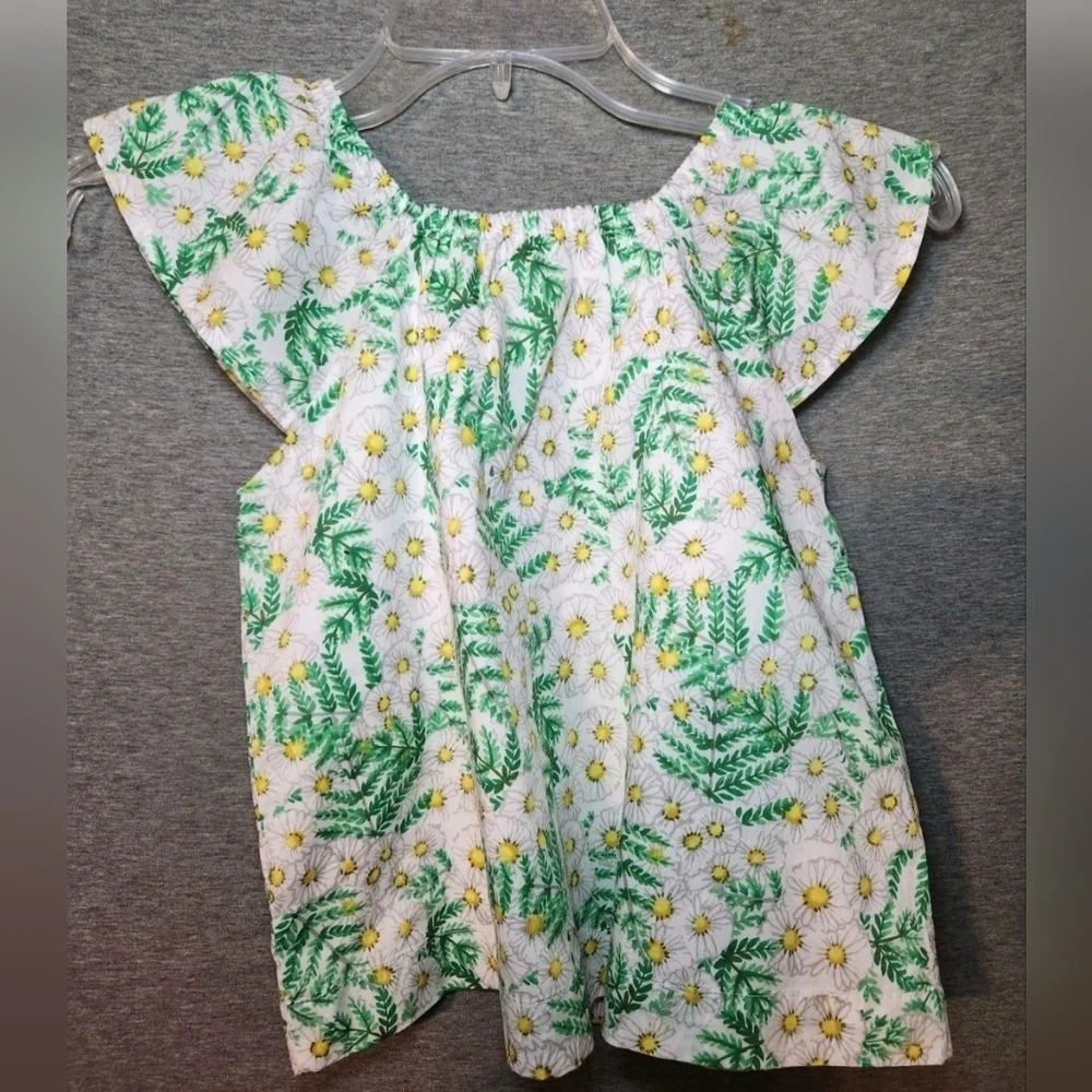 Gymboree‎ Girls White Yellow Green Daisy Print Shirt/ Top NWT S Sz (5-6) Lined